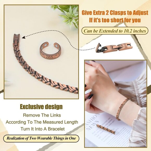 Ultra Strength Magnetic Copper Anklet - Adjustable Fishtail Design for Women - Picture 4 of 9